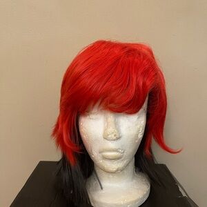 Vibrant Red and Black Women's Wig